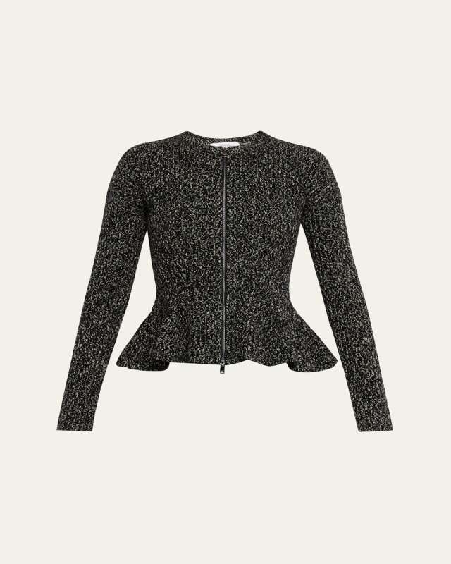 Kim Cashmere Peplum Zip Cardigan